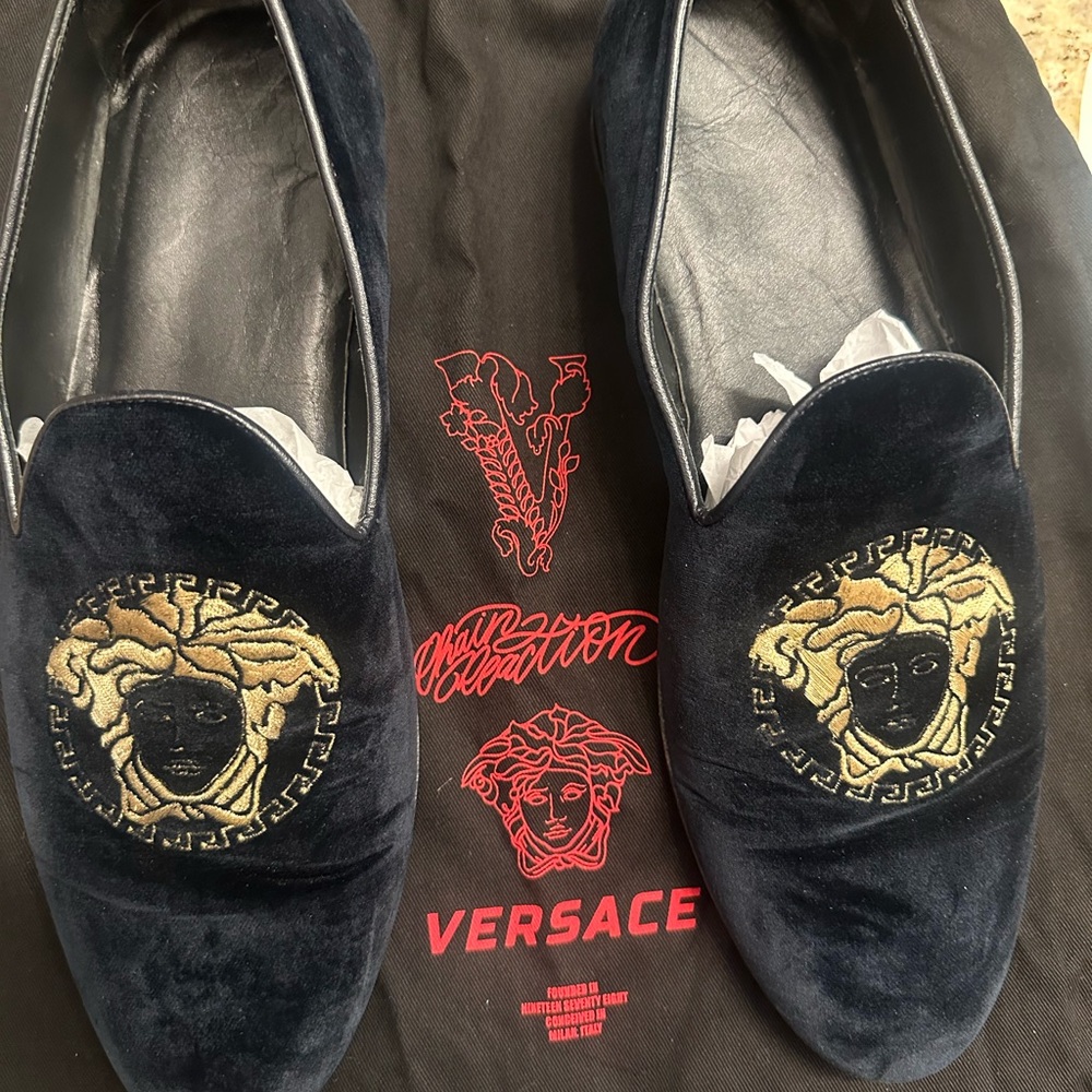 Versace Black Loafers with Iconic Medusa Emblem